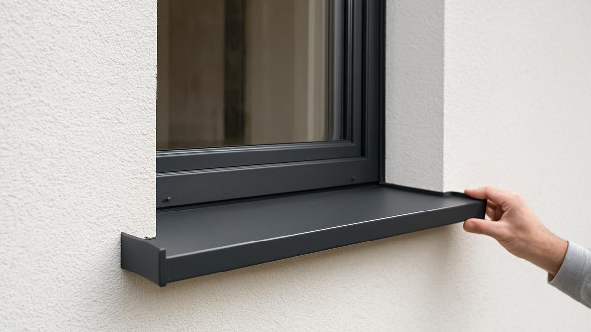 Aluminiowy parapet zewnętrzny na ocieplonej elewacji