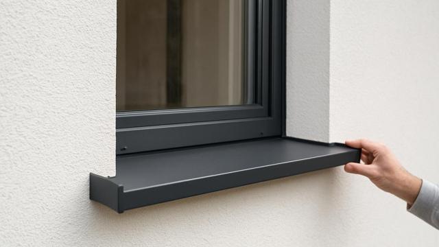 Aluminiowy parapet zewnętrzny na ocieplonej elewacji