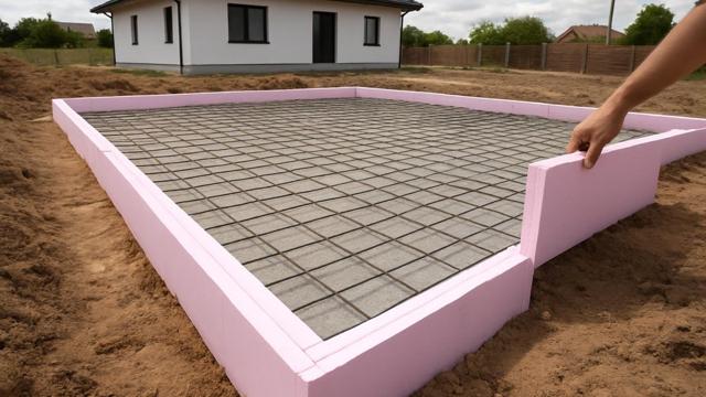 Zbrojenie płyty fundamentowej na izolacji przed betonowaniem