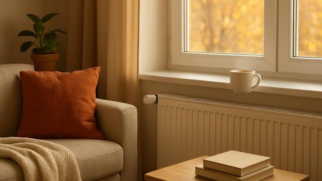 Pokój z grzejnikiem pod oknem przygotowany na sezon grzewczy