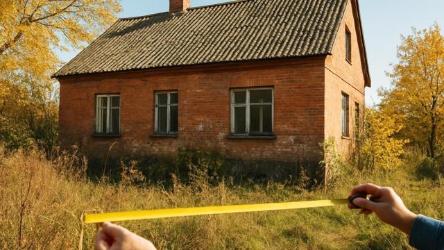 Stary dom z lat 70. przed remontem z wyblakłą elewacją