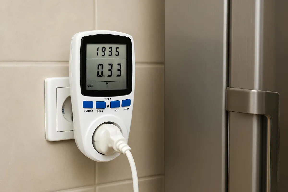 Miernik energii wpięty za lodówką