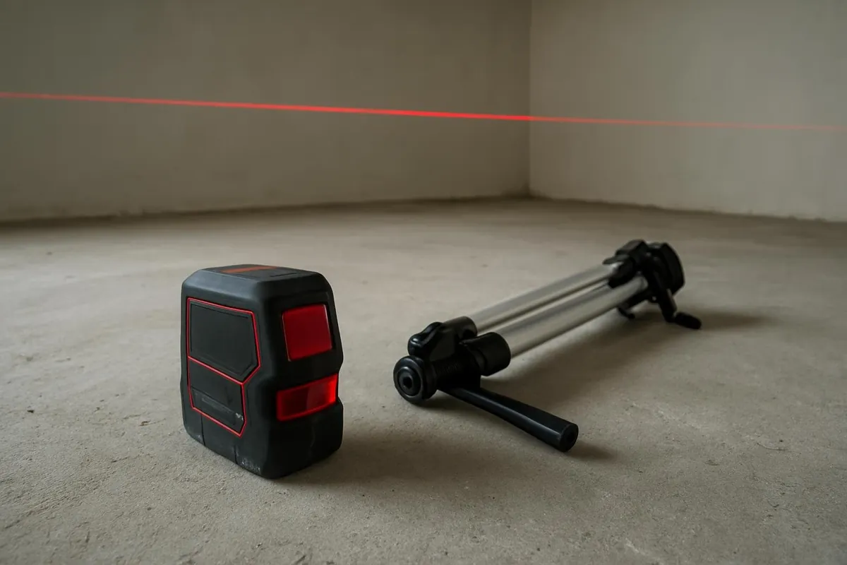 Laser po upadku ze statywu na betonową posadzkę