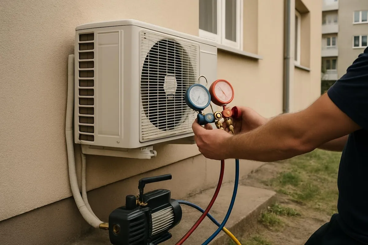 Podłączanie i próżniowanie instalacji klimatyzatora z manometrami