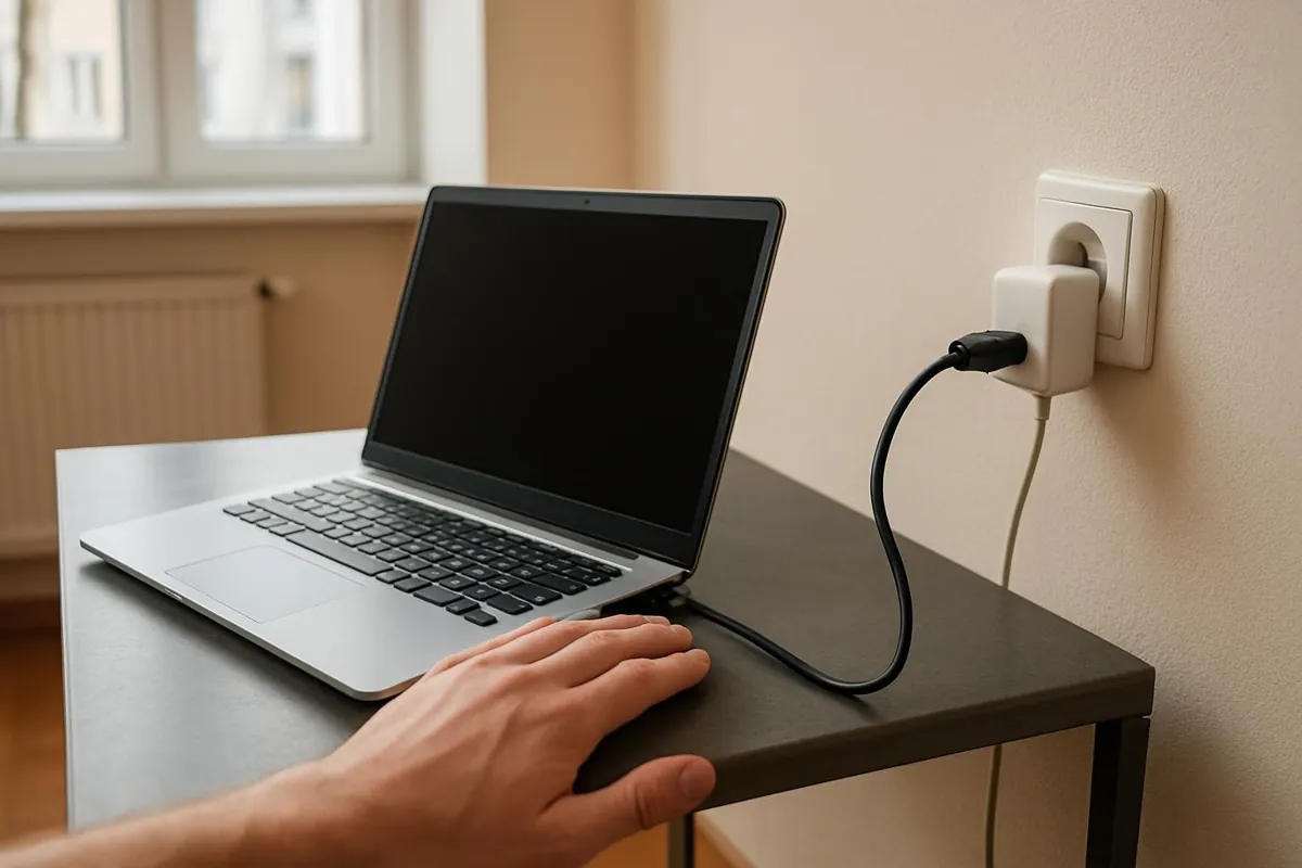 Dotykanie metalowej obudowy laptopa z zasilaczem bez uziemienia