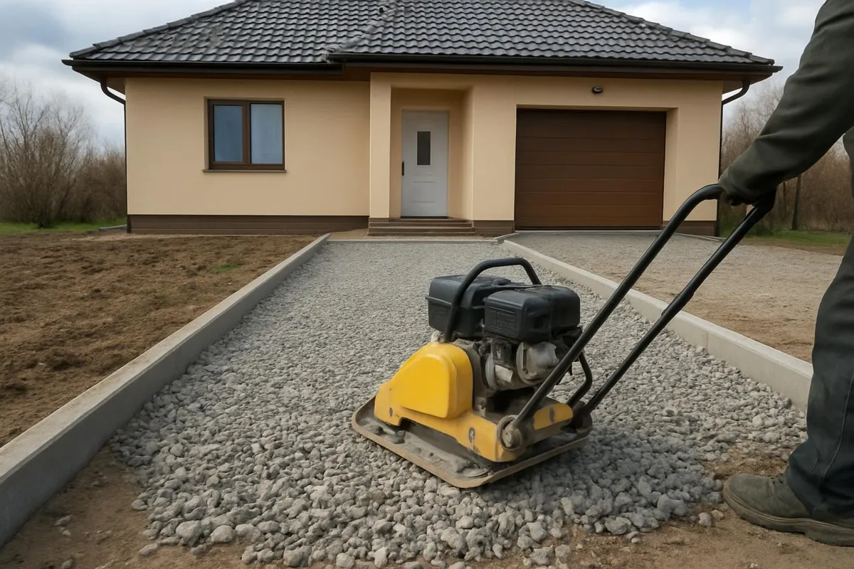 Zagęszczanie podbudowy z kruszywa zagęszczarką płytową