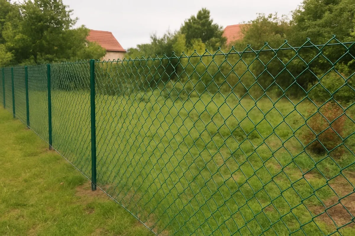 Ogrodzenie z siatki powlekanej na słupkach stalowych