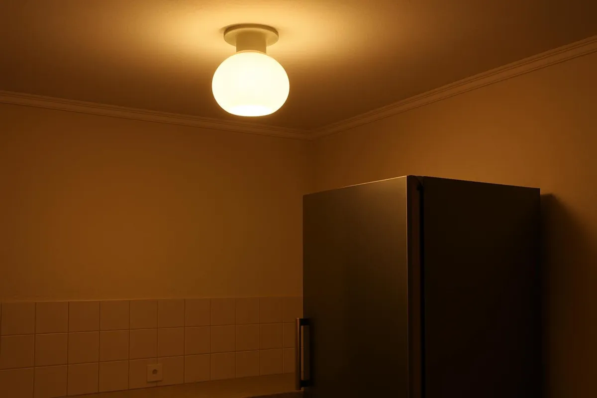 Bardzo jasno świecąca lampa w kuchni wieczorem
