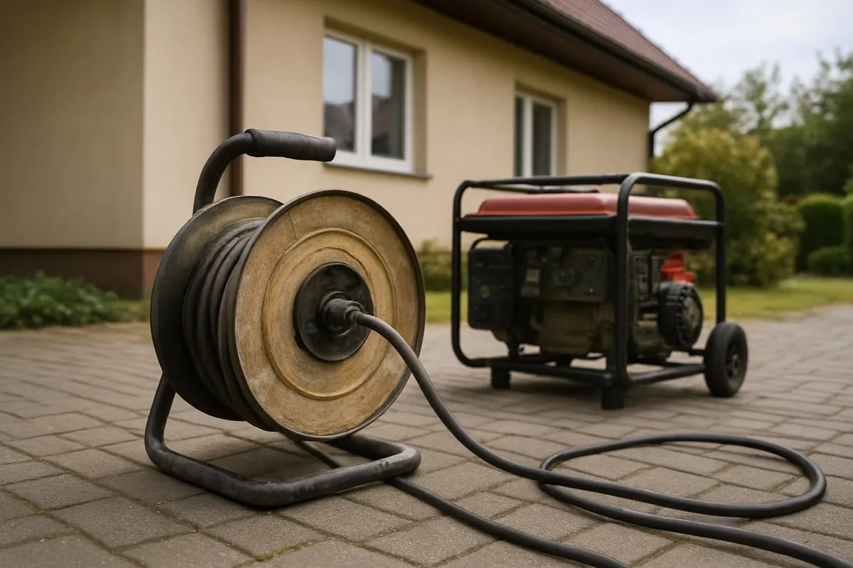 Zwinięty przedłużacz na bębnie przy agregacie
