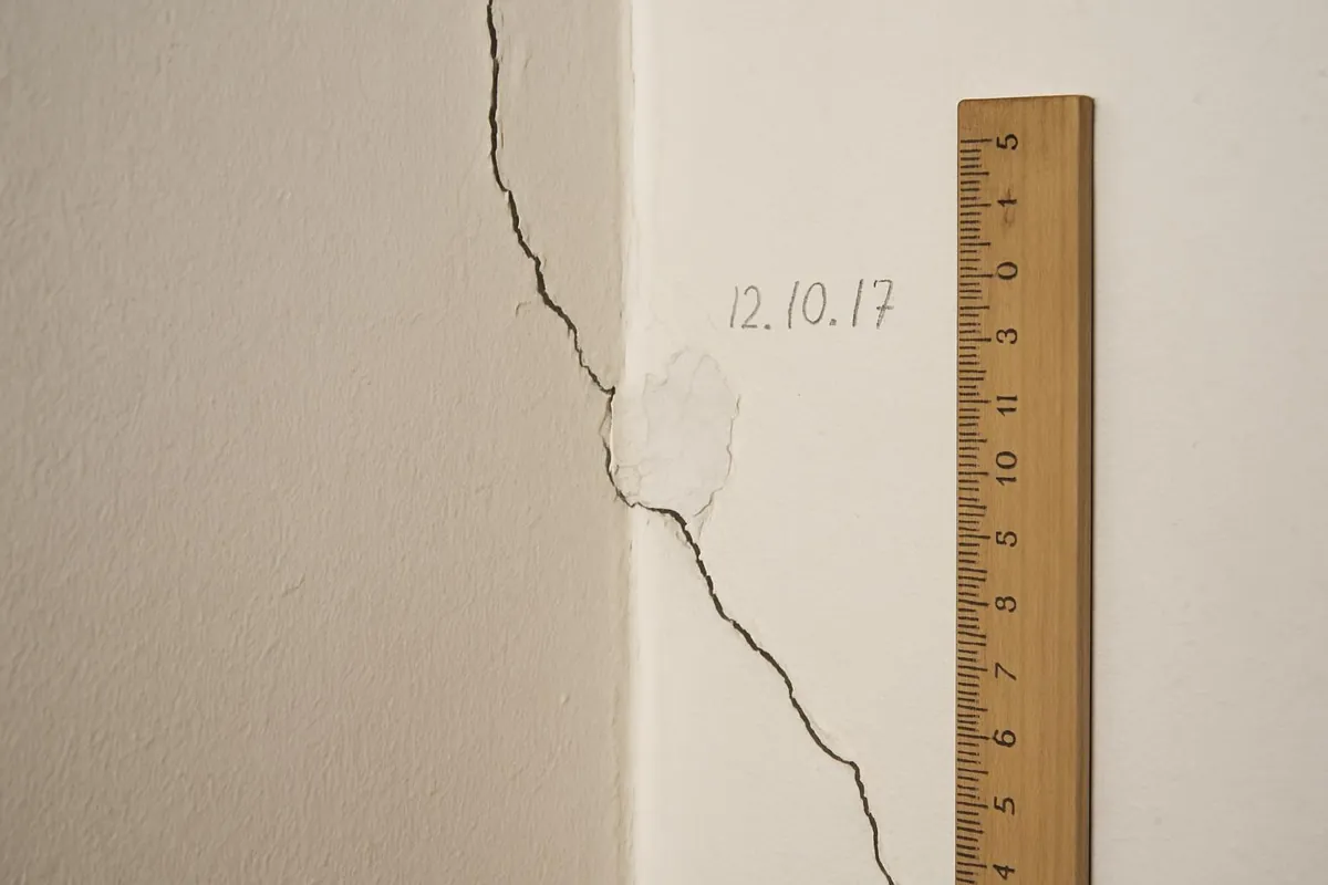 Plomba gipsowa z datą na pęknięciu