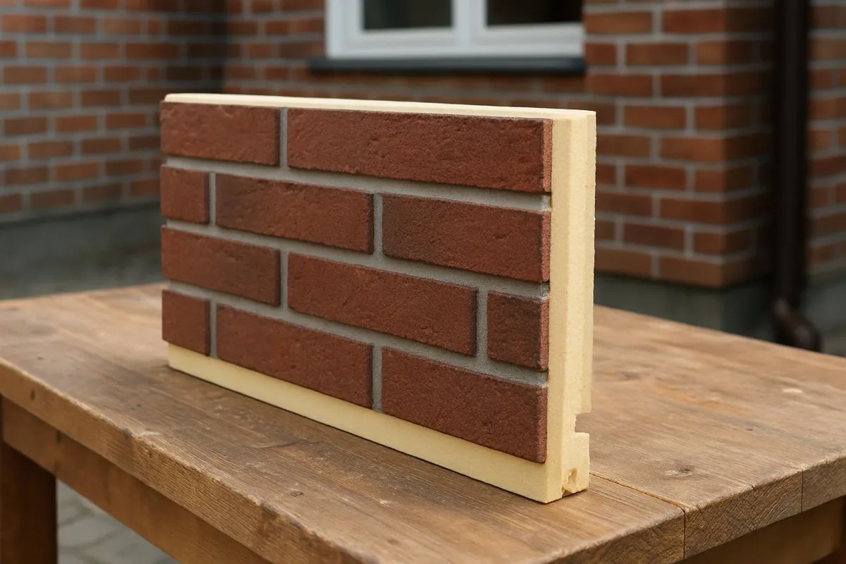 Termopanel z pianki PIR z naklejonymi płytkami klinkierowymi