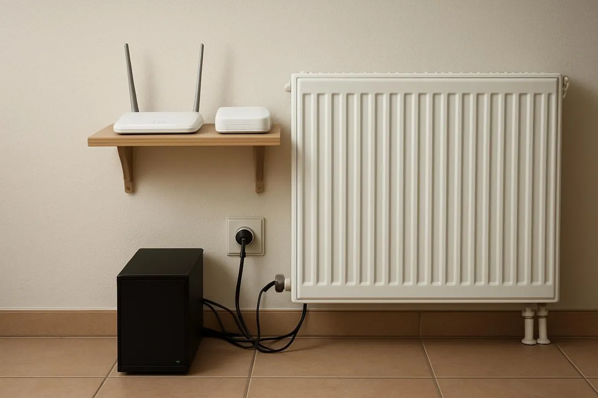Router i terminal światłowodowy na mini UPS