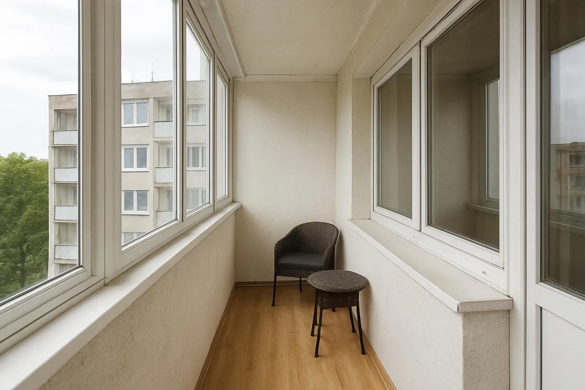 Loggia zabudowana oknami PCV z siedziskiem